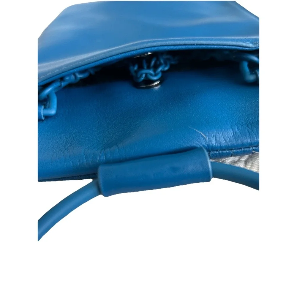 THACKER‎ Nolita Cobalt Blue Leather Purse Crossbody Ring Tassel Chain Quilt NWOT
